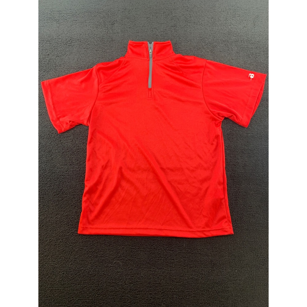 Youth Badger Sport Red Short Sleeve‎ 1/4 Zip Athletic Pullover Shirt